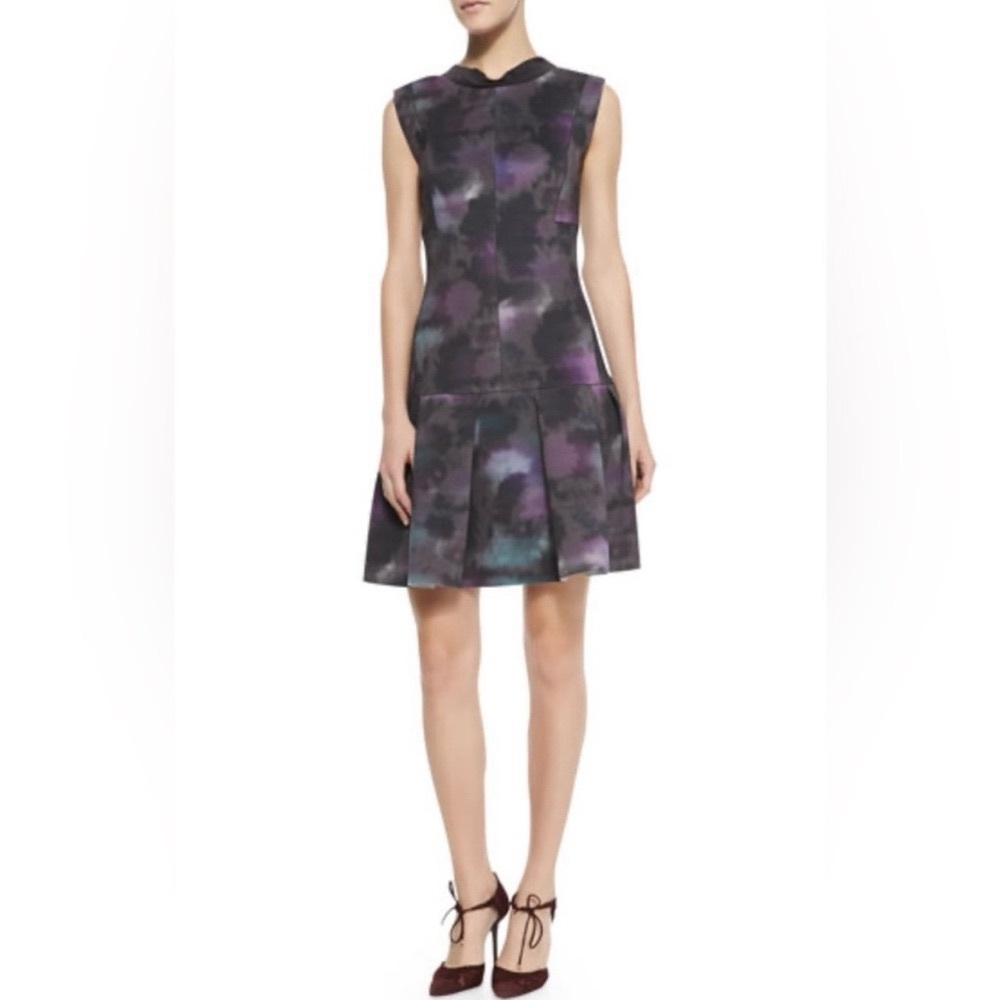 Rebecca Taylor Haze Print Mock Neck Pleated Sheath Dress Size 0